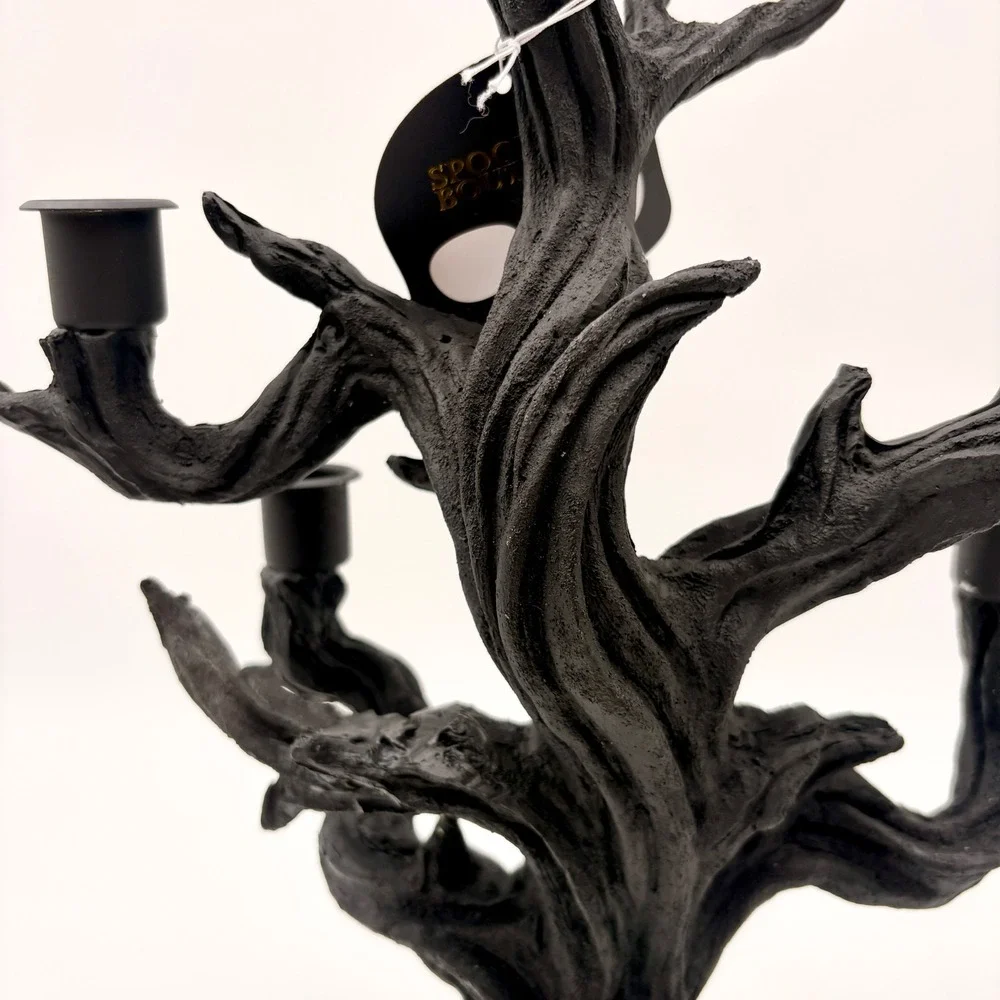 Spooky Boutique Black Gnarled Tree Candelabra 5 Arm Halloween Gothic Decor